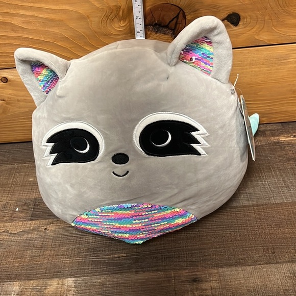Squishmallow 7" Max Raccoon Sequin Belly Plush BNWT Brand New With Tag - Picture 2 of 8